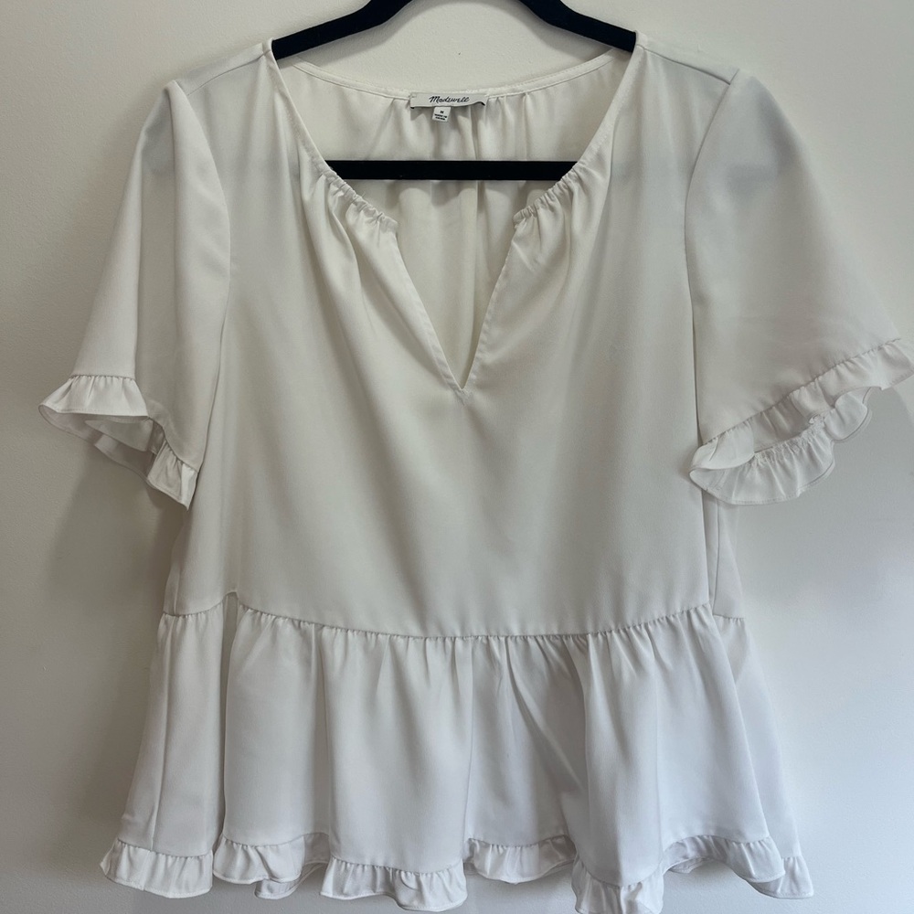 Madewell Cream Ruffle Sleeve Blouse
